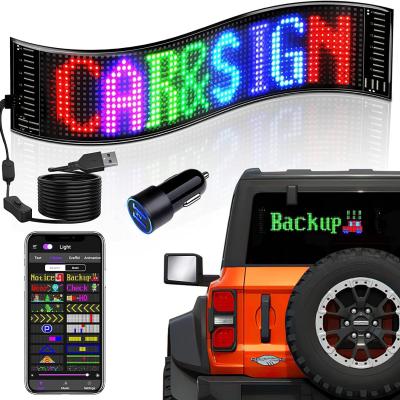 LED Car Sign, Programmable LED Matrix Panel FPCB Flexible Screen Display Animation Message Scrolling Sign APP Control for Cars, Shop, Bar, Party Festival 14.6